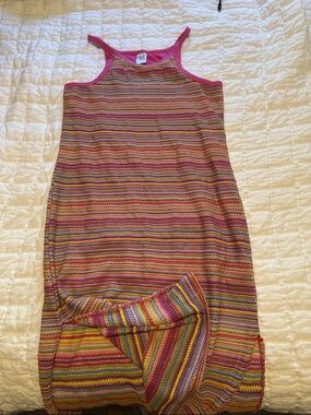 No Boundaries Hot Pink Multicolor Striped Knit Maxi Dress